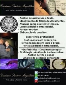 Cristiano Santoro Magalhães Perito Grafotécnico, Analise de áudio e vídeo, Degravação e Transcrição - RJ,SP,ES,MG.