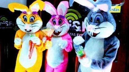 Coelhos da Páscoa personagens vivos Loja empresa escolas