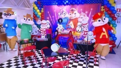 Esquilos Alvin personagens vivos cover animação festas infantil
